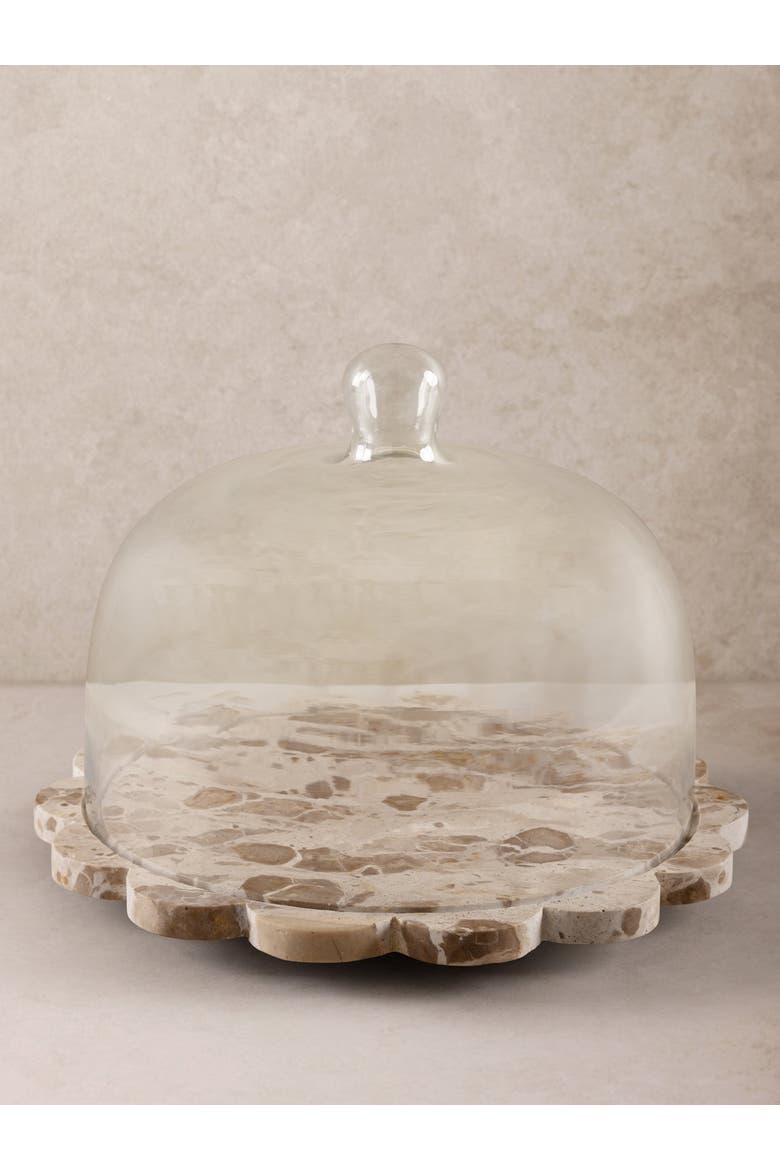 Viola Brown Onyx Serving Board with Cloche, Main, color, Brown