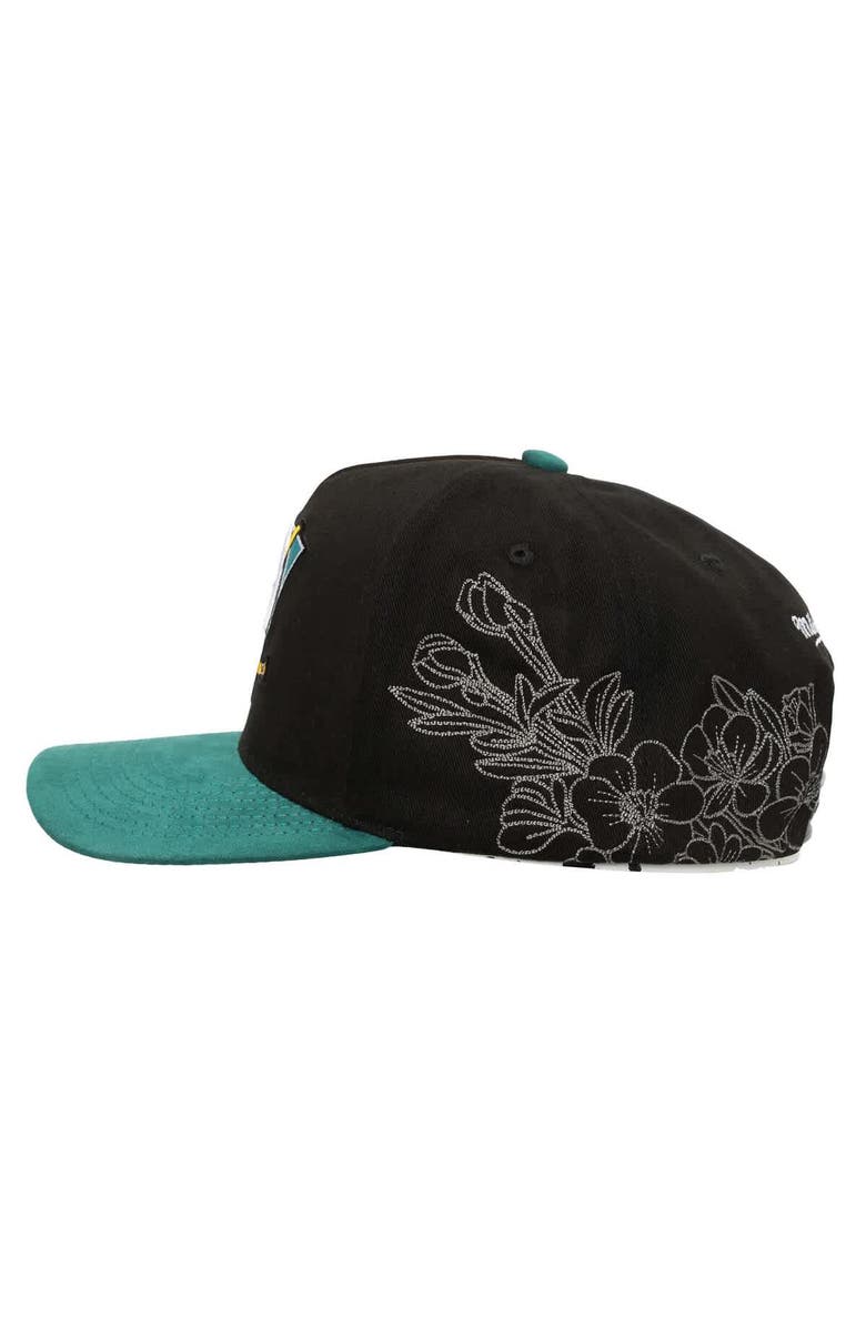 Mitchell & Ness Men's Mitchell & Ness Black Anaheim Ducks May Flowers Pro Crown Snapback Hat, Alternate, color,
