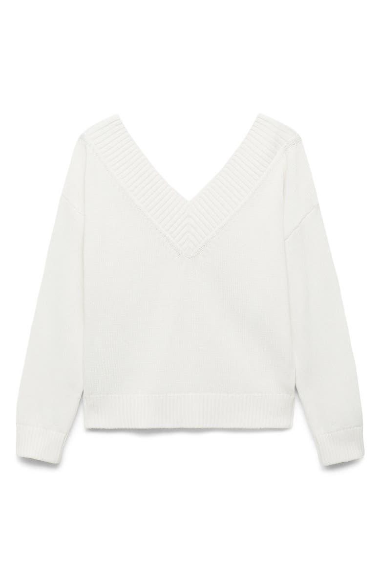 MANGO TEEN Wide V-Neck Cotton Sweater, Alternate, color, White