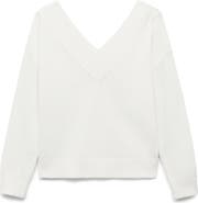 MANGO TEEN Wide V-Neck Cotton Sweater