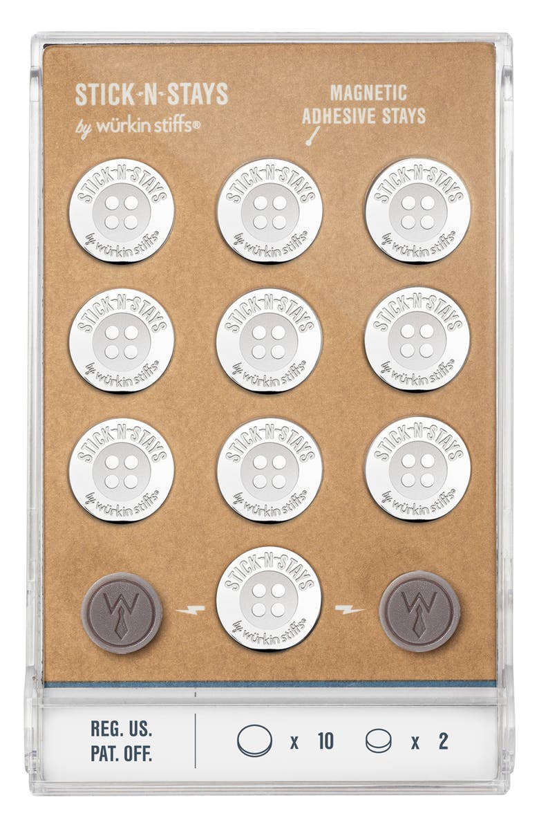 Würkin Stiffs Stick-N-Stays Polo Shirt Magnetic Collar Stays, Main, color,