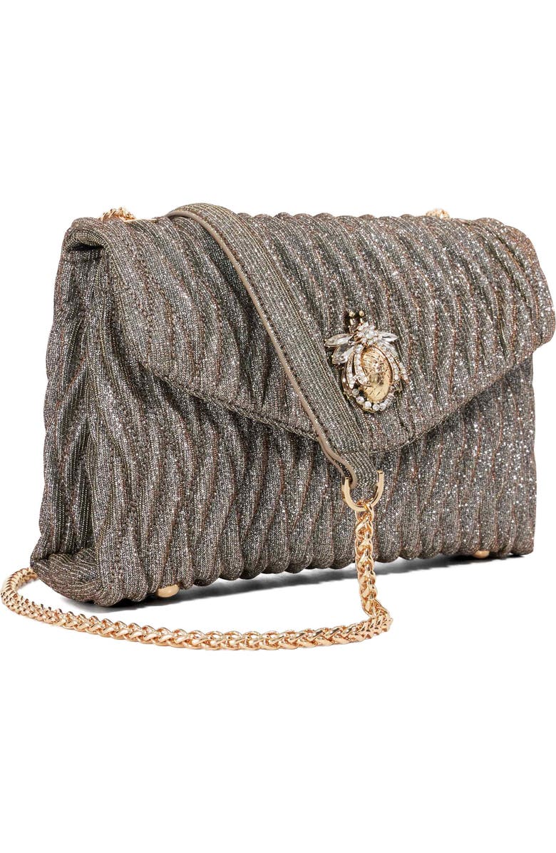 Dune London Darling Matelassé Suede Crossbody Bag, Alternate, color, Bronze