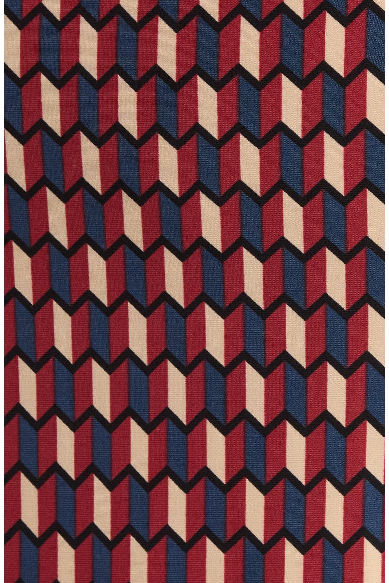 Geo Print Knit Wrap Dress, Alternate, color, RUST MULTI