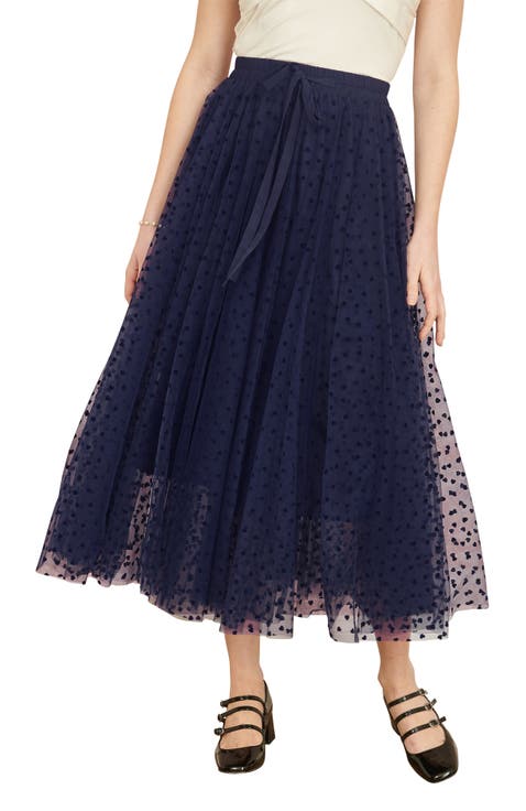 Mesh Heart Print Tulle Skirt