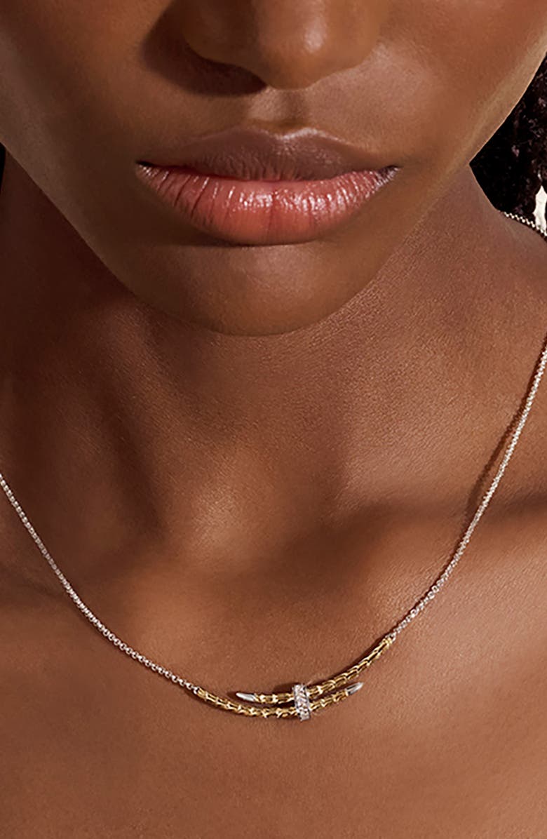 John Hardy SPEAR STATION NECKLACE GOLD, Alternate, color, Silver And Gold
