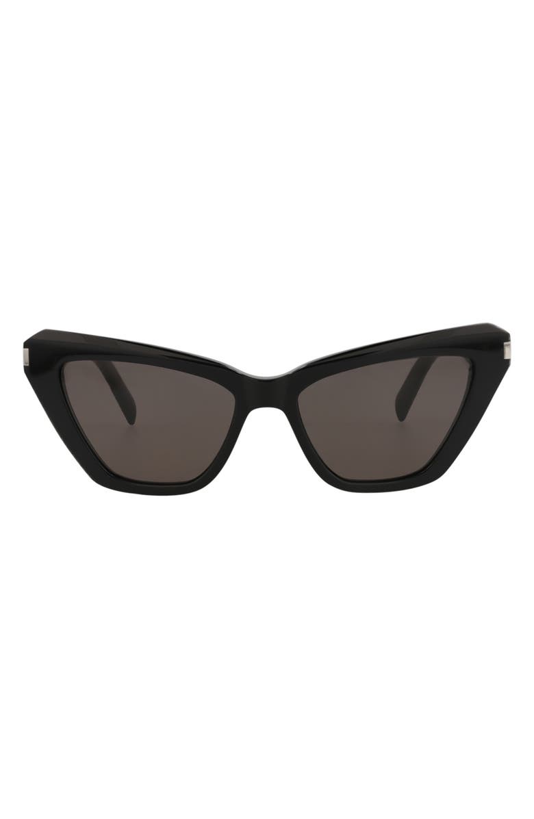 Saint Laurent 54mm Cat Eye Sunglasses, Main, color, Black Black Black