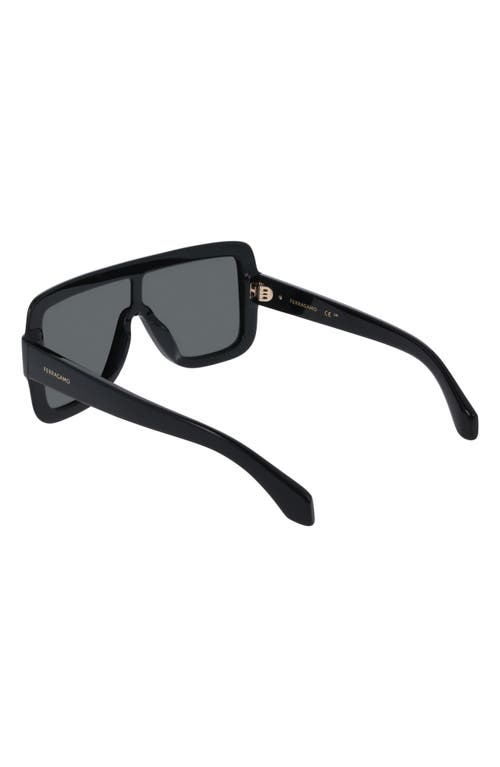 Ferragamo Rivet Acetate Shield Sunglasses In Black