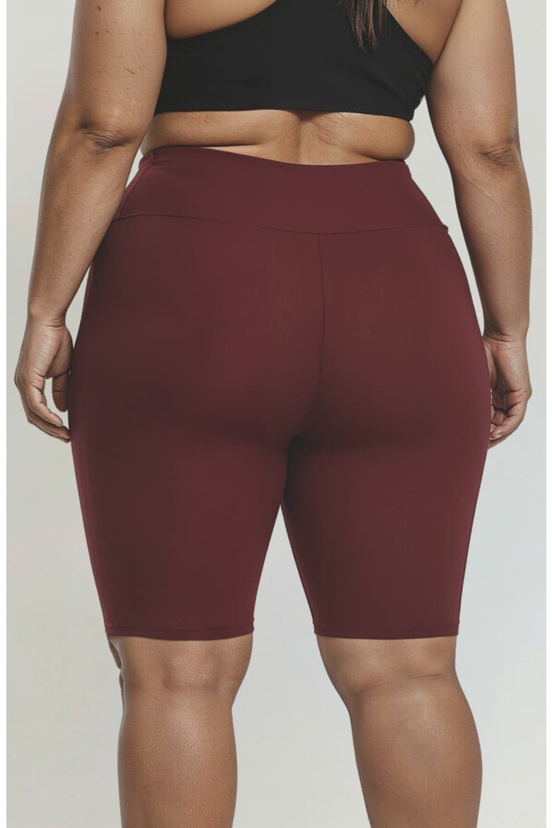 Plus Size Long Bike Swim Shorts, Alternate, color, Wine