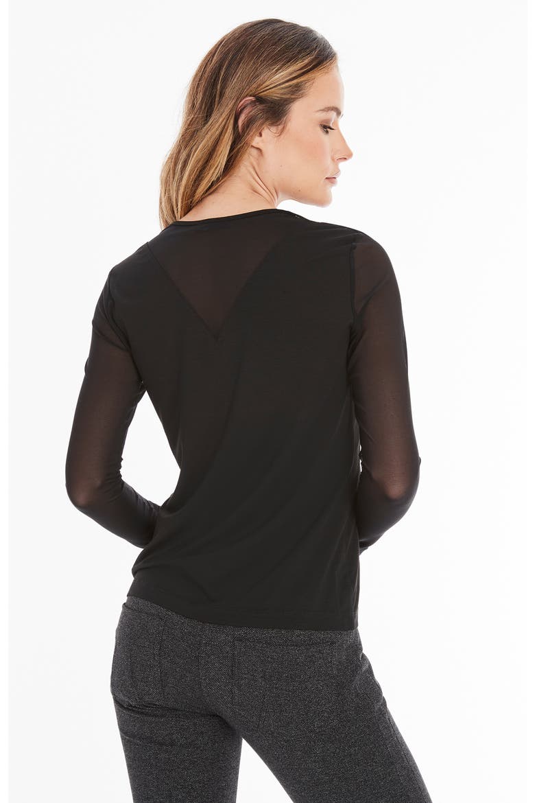 Kim Mesh-Sleeve Top in Pima Modal, Alternate, color, Black