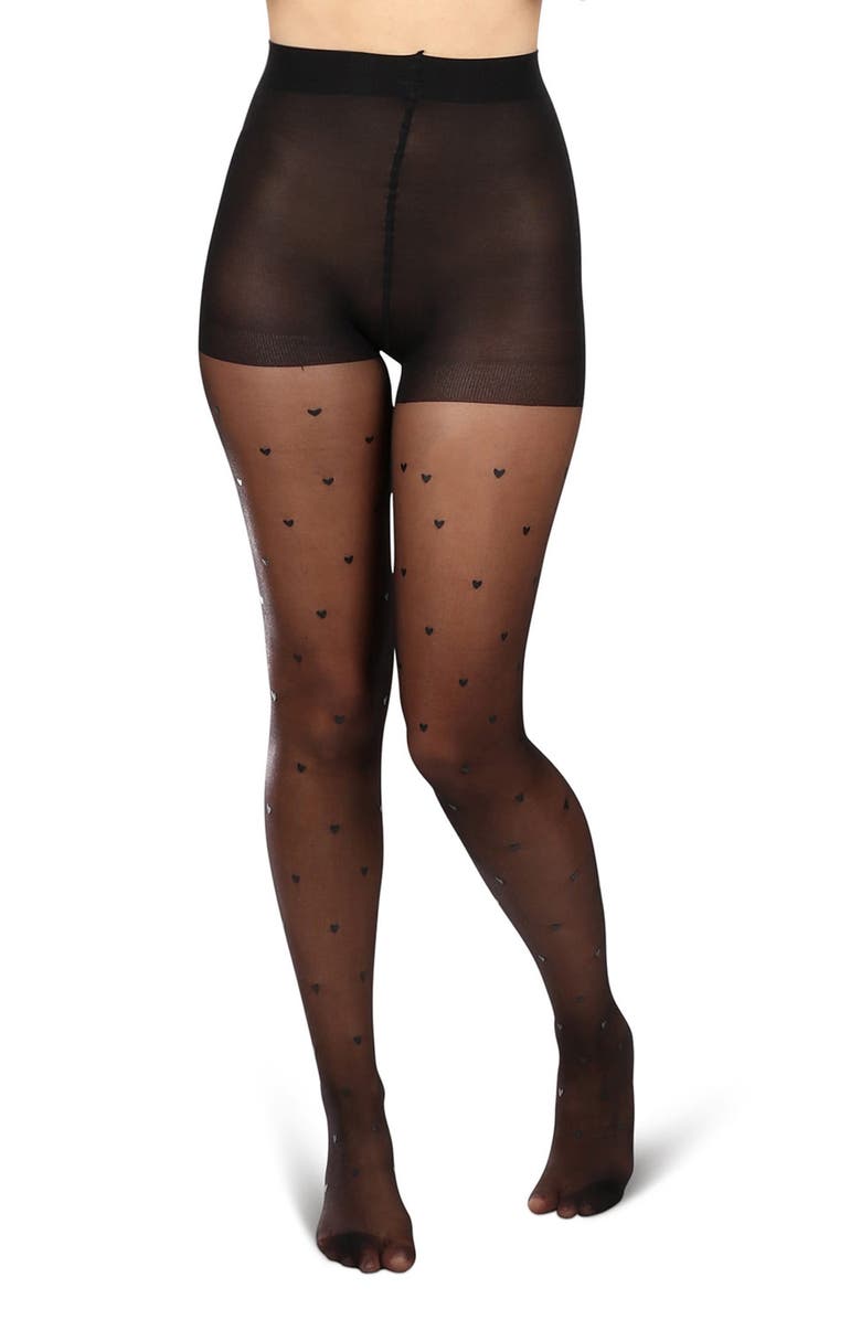 MeMoi Mini Heart Sheer Tights, Alternate, color, 
