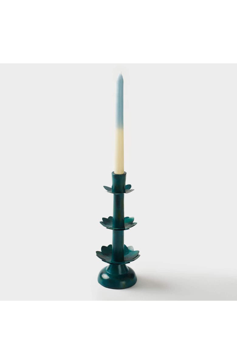 Mela Artisans Green Lotus Bloom Tapered Candleholders, Alternate, color, Green