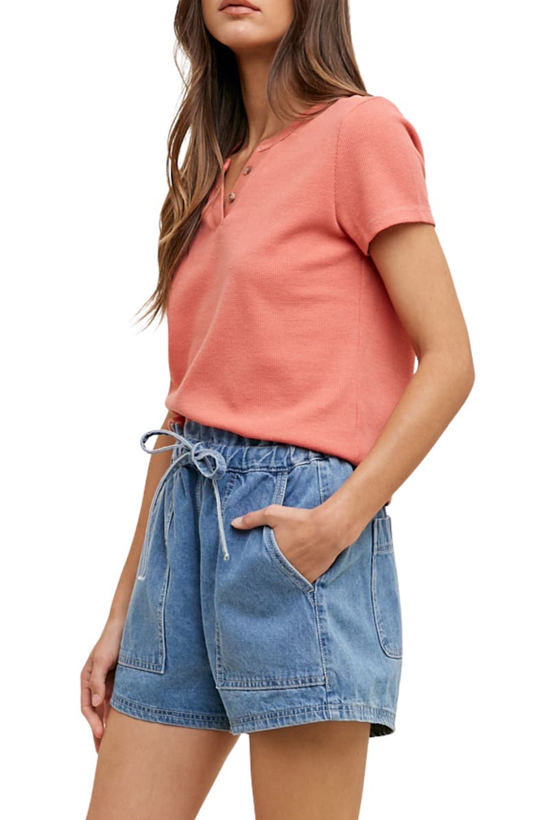 WISHLIST Mini Waffle Knit Tee, Alternate, color, Coral