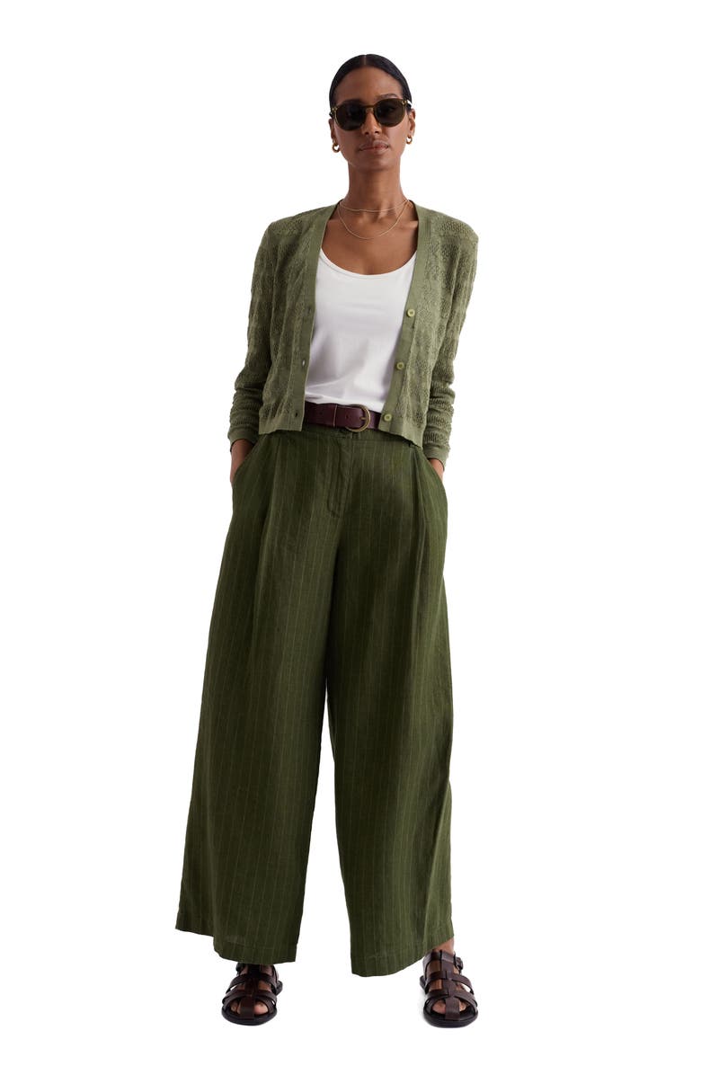 Seasalt Cornwall Sweet Day Pointelle Organic Cotton Cardigan, Alternate, color, Avocado