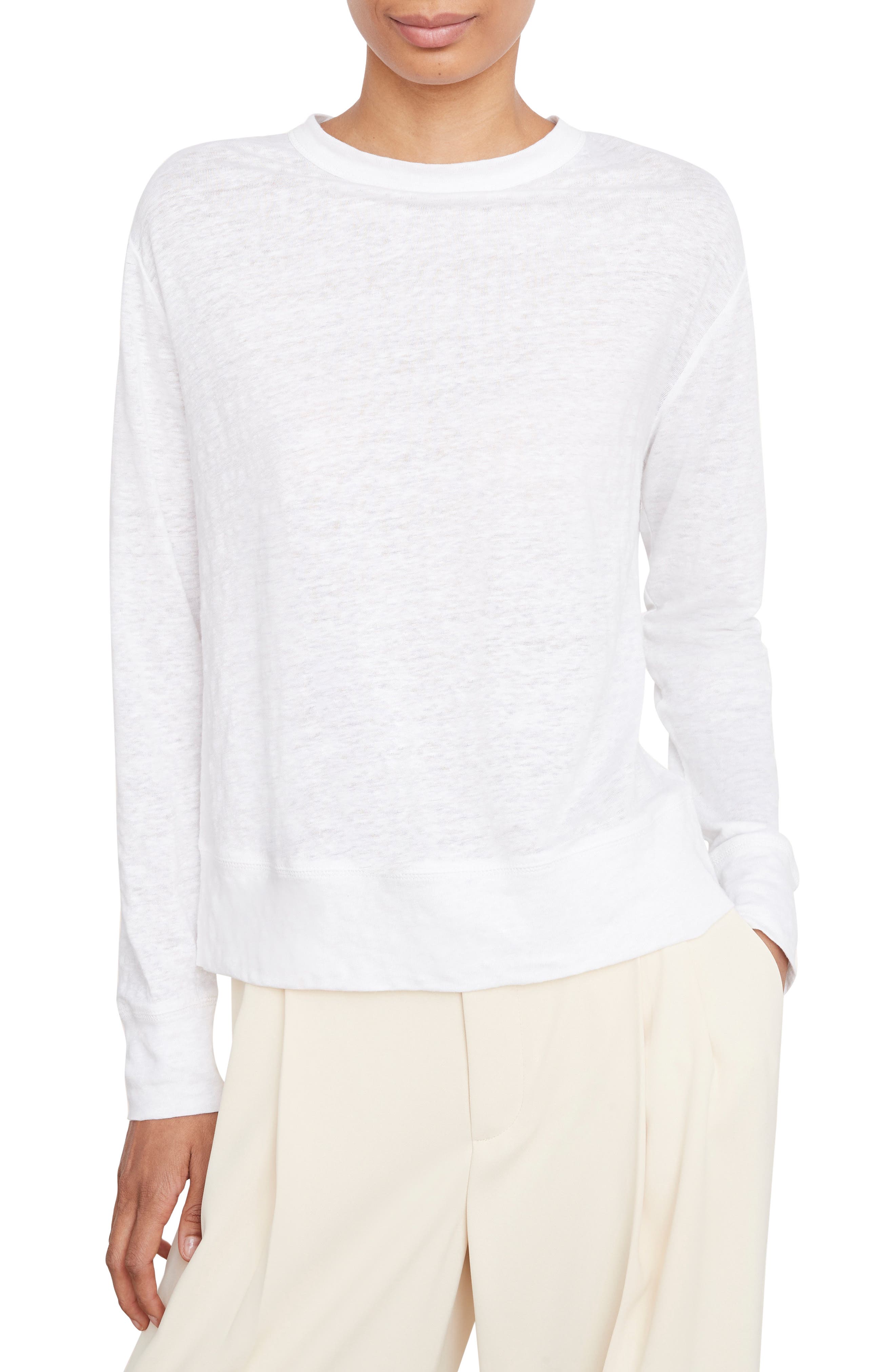 Vince Long Sleeve Linen T-Shirt