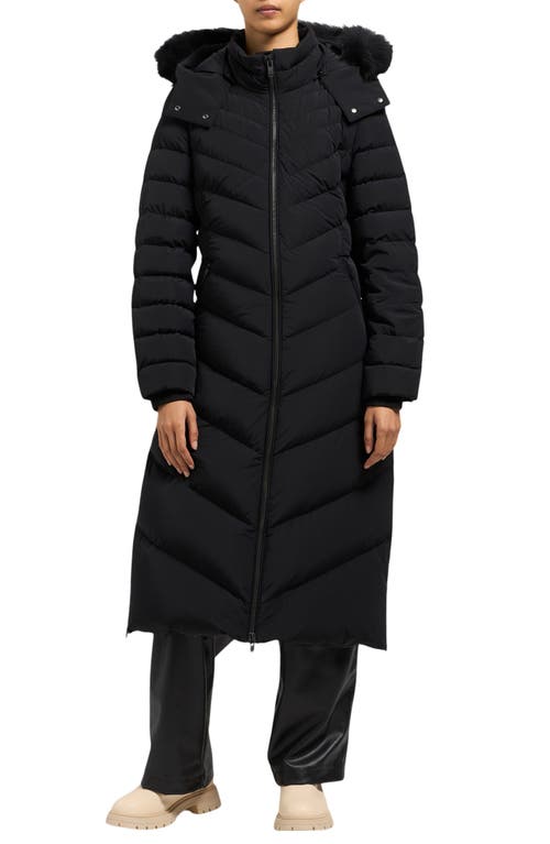 Moose Knuckles Cooper Lake Water Repellent 800 Fill Power Down Puffer Coat with Removable Genuine Shearling Trim in Black/Black