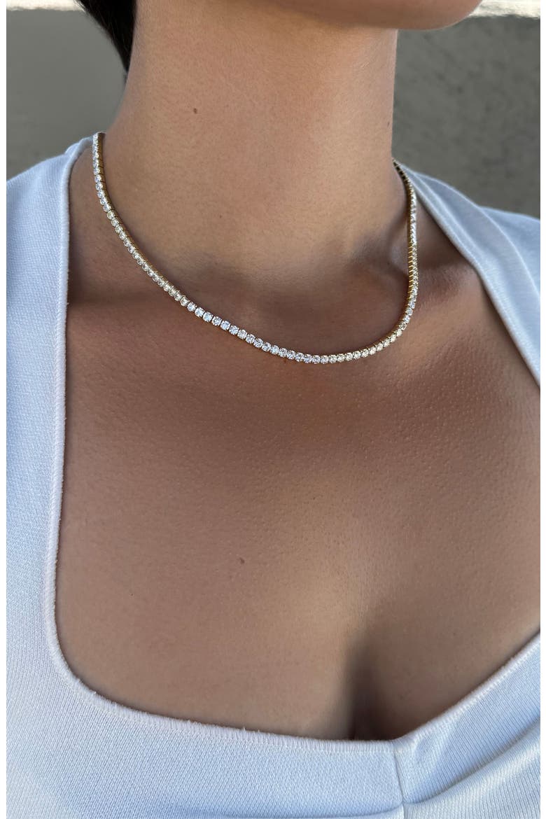 Crystal Tennis Necklace, Alternate, color, GOLD