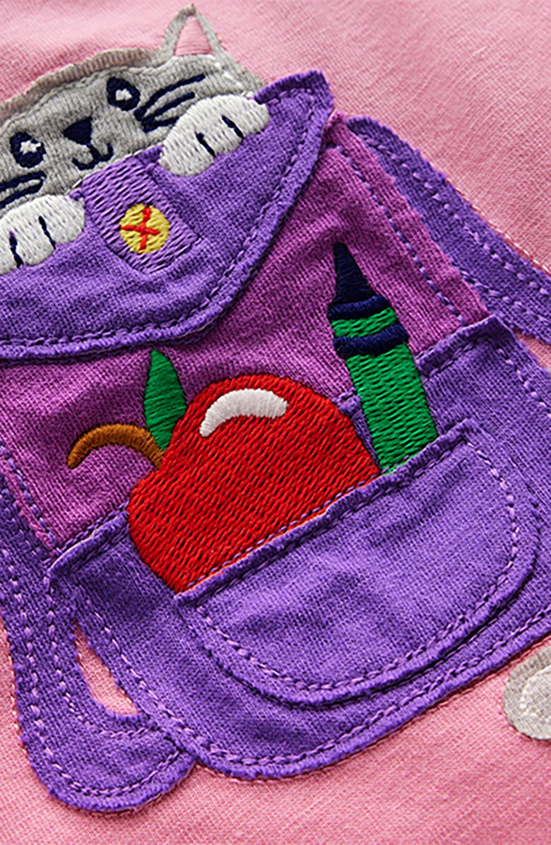 Mini Boden Kids' Cats Appliqué Shirt, Alternate, color, Formica Pink Stationary Pets