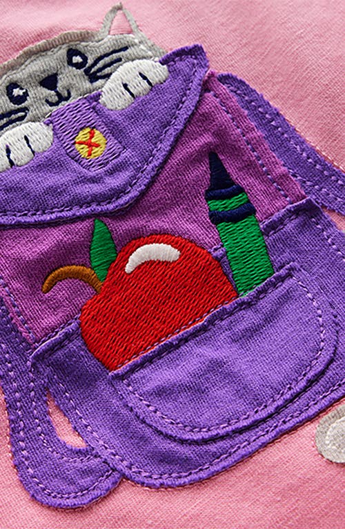 Mini Boden Kids' Cats Appliqué Shirt In Pink