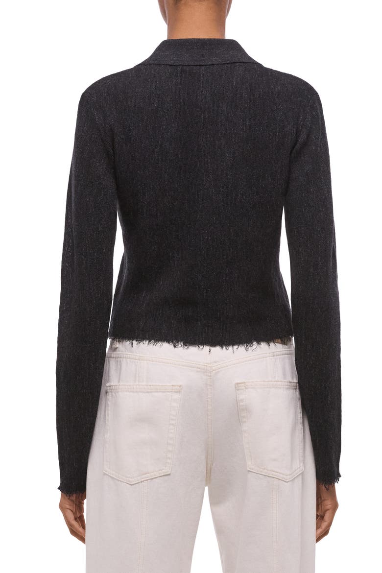 Raw Edge Linen Blend Cardigan, Alternate, color, BLACK