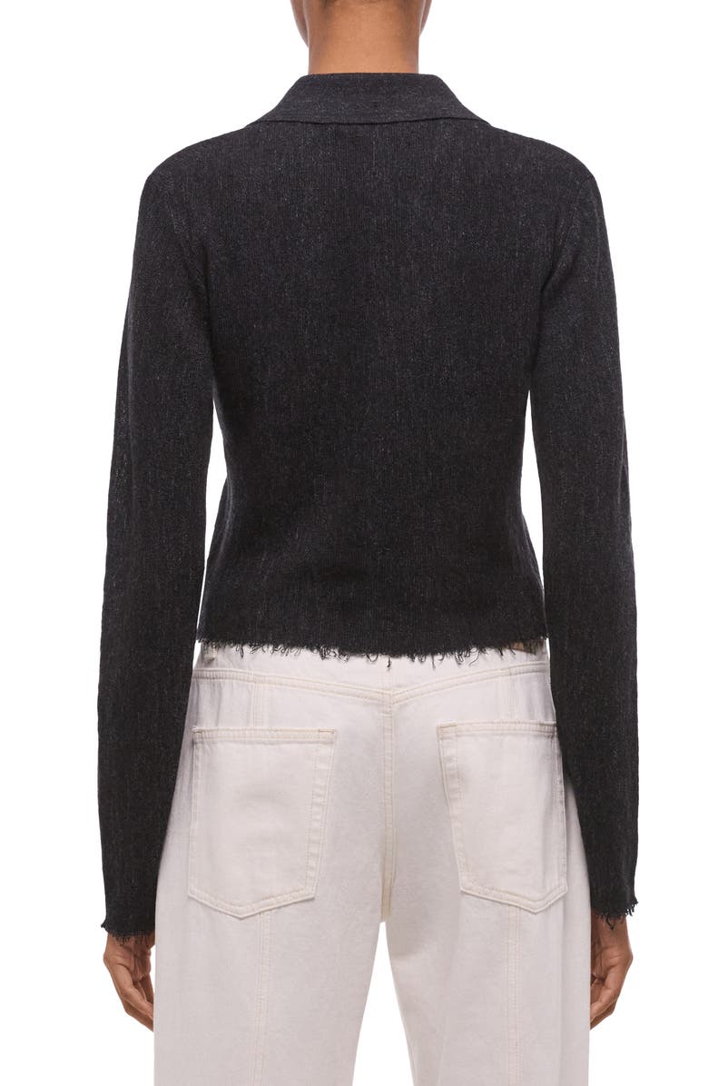 Helmut Lang Raw Edge Linen Blend Cardigan, Alternate, color, Black