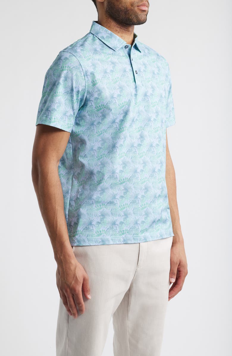 Bugatchi Victor OoohCotton<sup>®</sup> Leaf Print Polo, Alternate, color, Sky