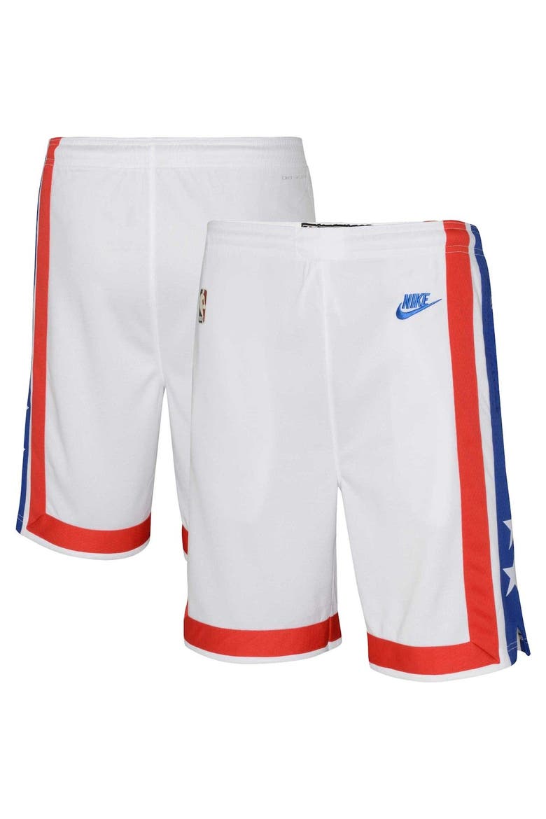 Youth Nike White Brooklyn Nets Hardwood Classics Swingman Shorts, Main, color, White