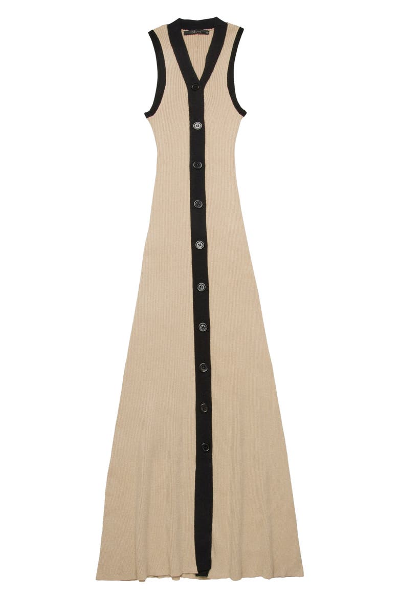 Vila Sleeveless Rib Sweater Dress, Alternate, color, ECRU WITH BLACK DETAILS
