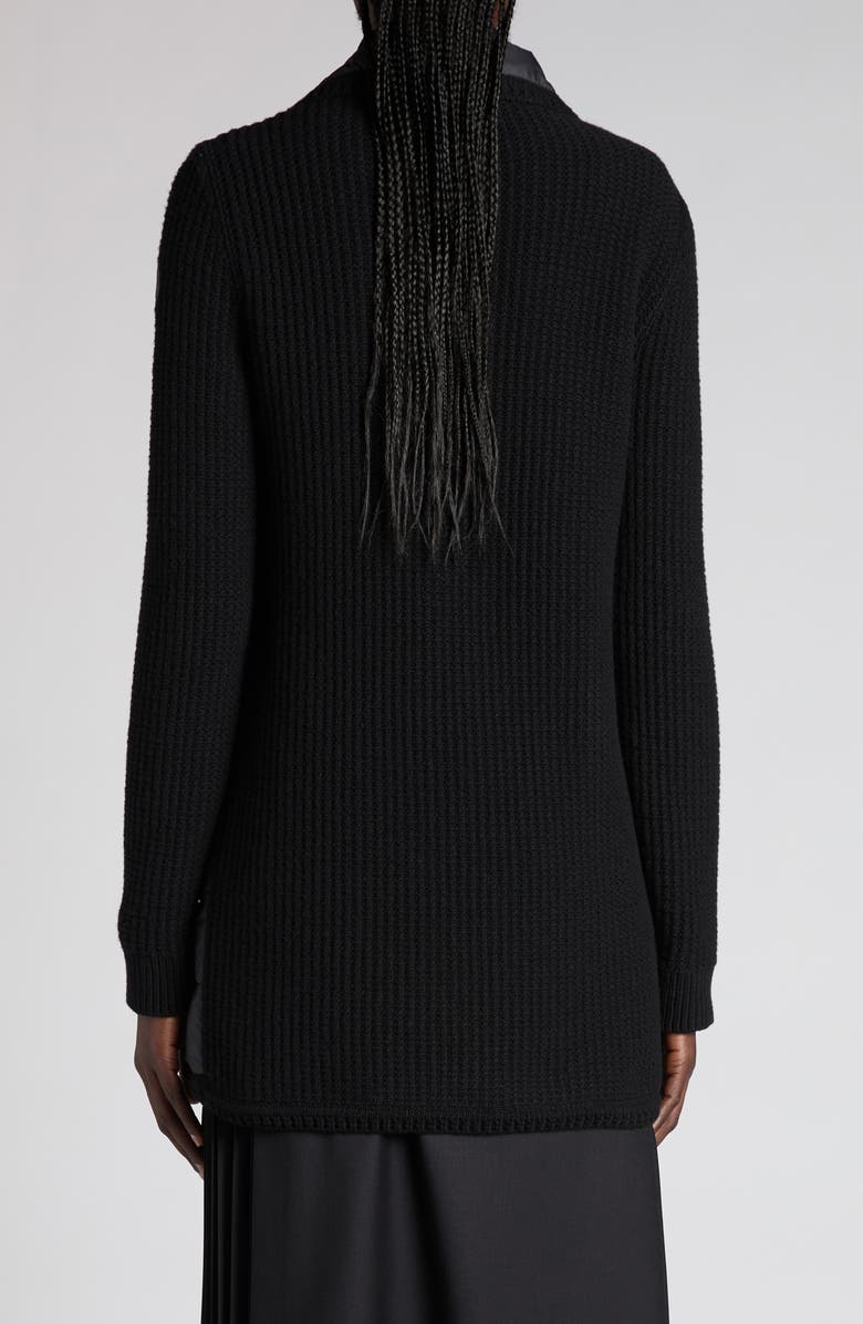 Moncler Double Breasted Knit & Quilted Down Longline Cardigan, Alternate, color, Black