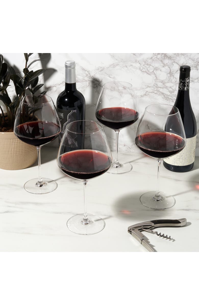 Viski Reserve European Crystal Burgundy Glasses Set of 4, Alternate, color, Clear