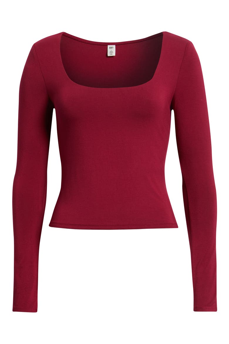 Long Sleeve Square Neck T-Shirt, Alternate, color, BURGUNDY BEET