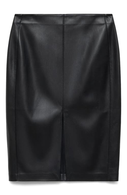 Mango Faux Leather Pencil Skirt In Black