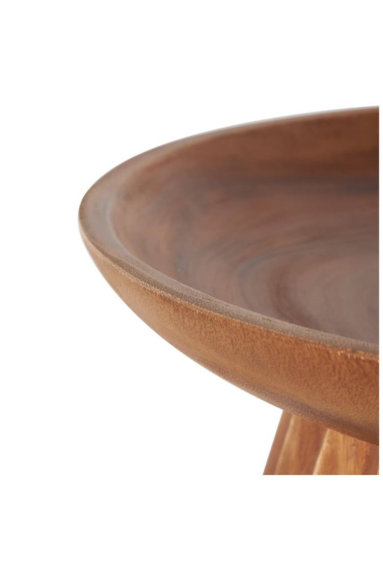 Scalloped Wooden Decorative Bowl, Alternate, color, BROWN