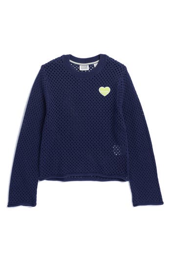 Scotch & Soda Tennis Group Open Stitch Sweater In Maritime Blue