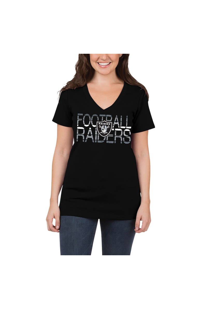 5TH AND OCEAN BY NEW ERA Las Vegas Raiders 5th & Ocean by New Era Women's Lounge V-Neck T-Shirt - Black, Main, color, Black