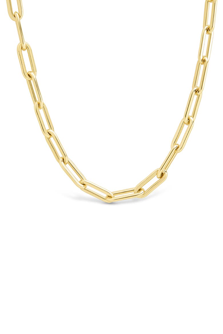 Thin Paper Clip Chain Necklace, Alternate, color, GOLD