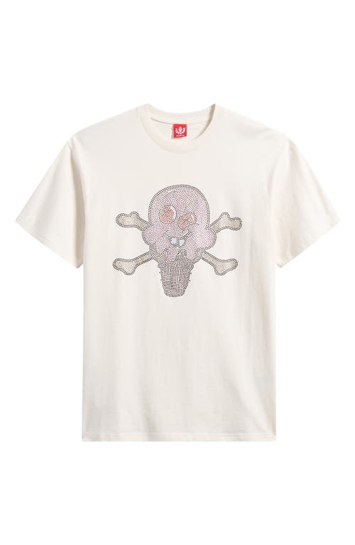Icecream Stones Rhinestone Cotton Graphic T-shirt In White