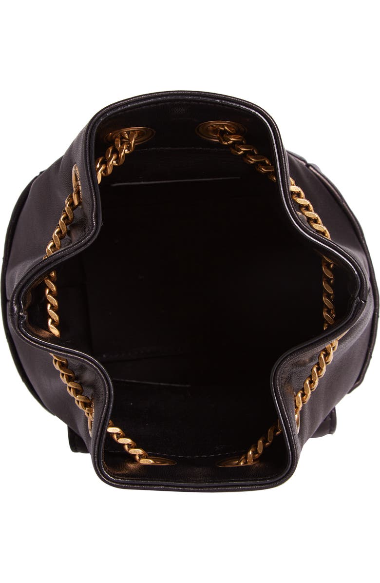 Saint Laurent Mini Joy Matelassé Leather Bucket Bag, Alternate, color, Noir