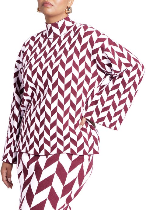 Mock Neck Intarsia Sweater