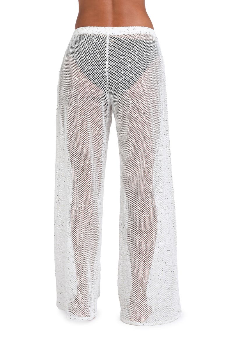 Shine Open Stitch Cover-Up Pants, Alternate, color, WHITE