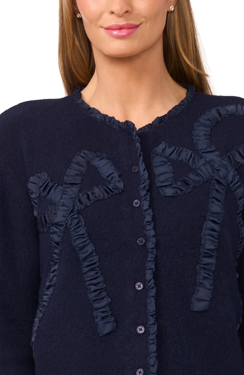 Ted Baker Ruffle Bow Cardigan, Alternate, color, Classic Navy