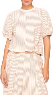 MELLODAY Stripe Puff Sleeve Top