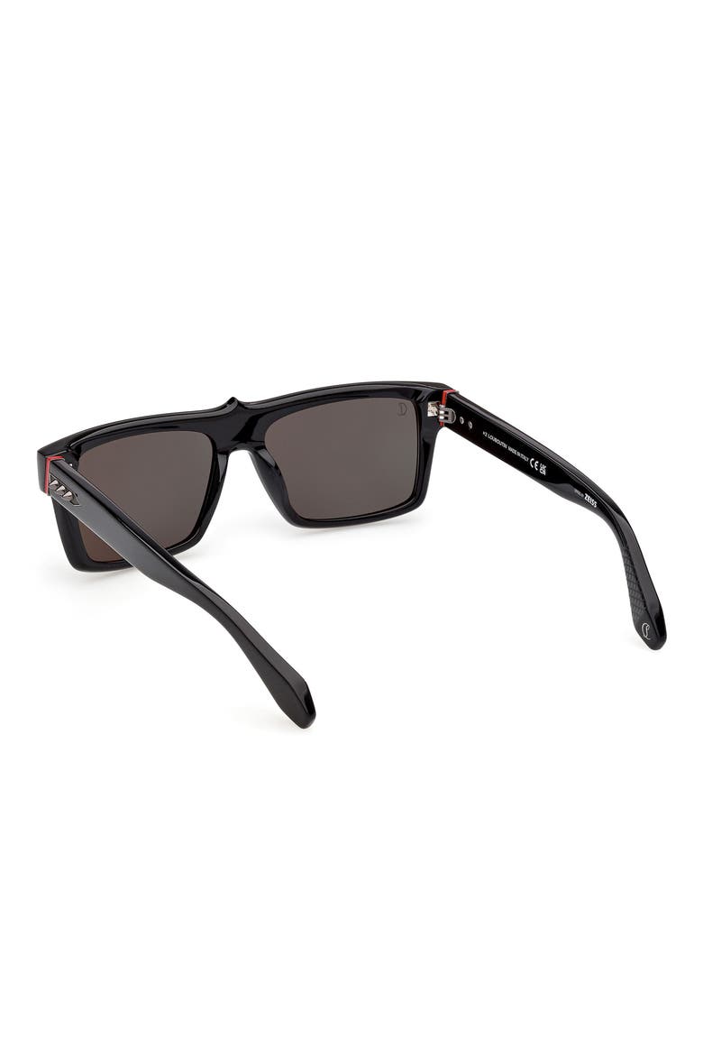 57mm Square Sunglasses, Alternate, color, BLACK / GUNMETAL / ZIESS SMOKE