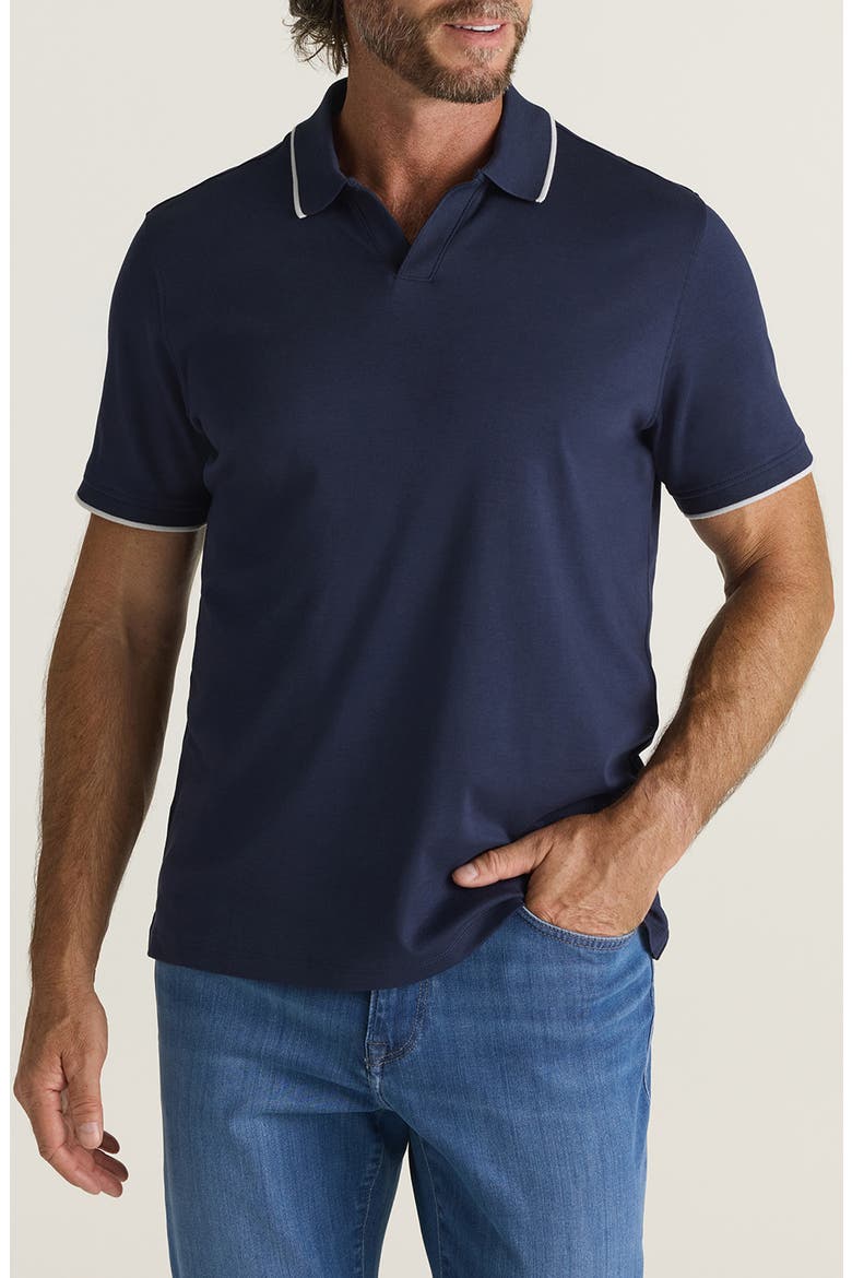 Riviera Tipped Pima Cotton Polo, Main, color, NAVY