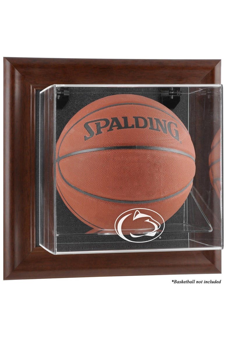 Penn State Nittany Lions Brown Framed Wall-Mountable Basketball Display Case, Main, color, Brown