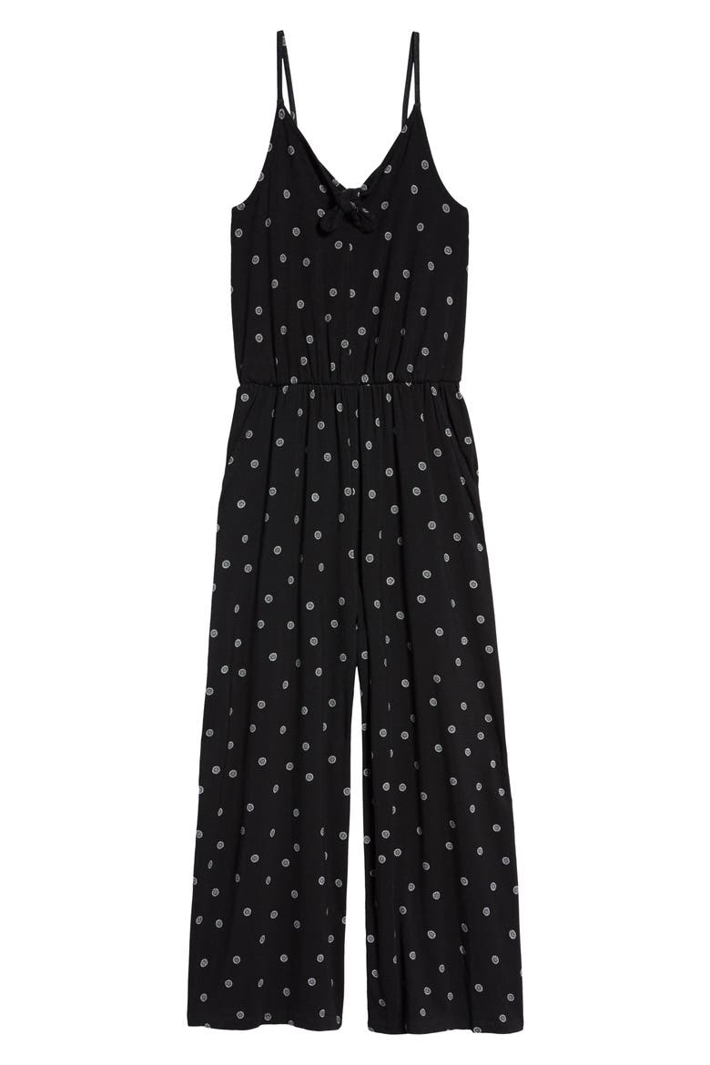 Kids' Floral Print Jumpsuit, Main, color, BLACK FALL GEO