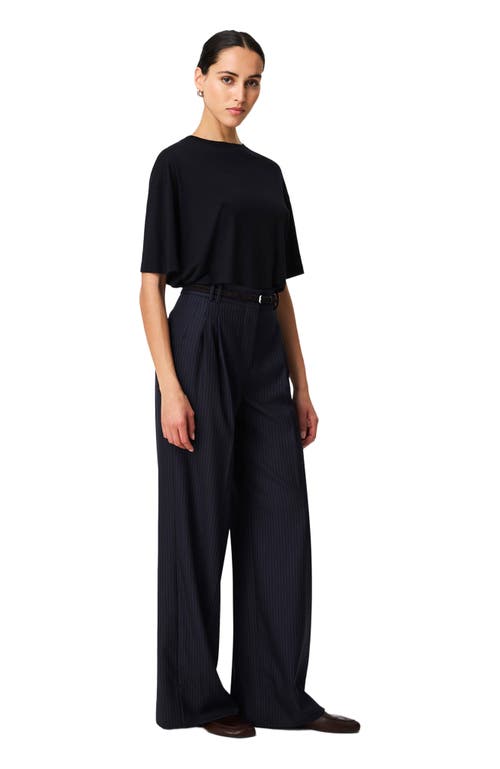 Another Tomorrow Twill Pleated Trouser In Black