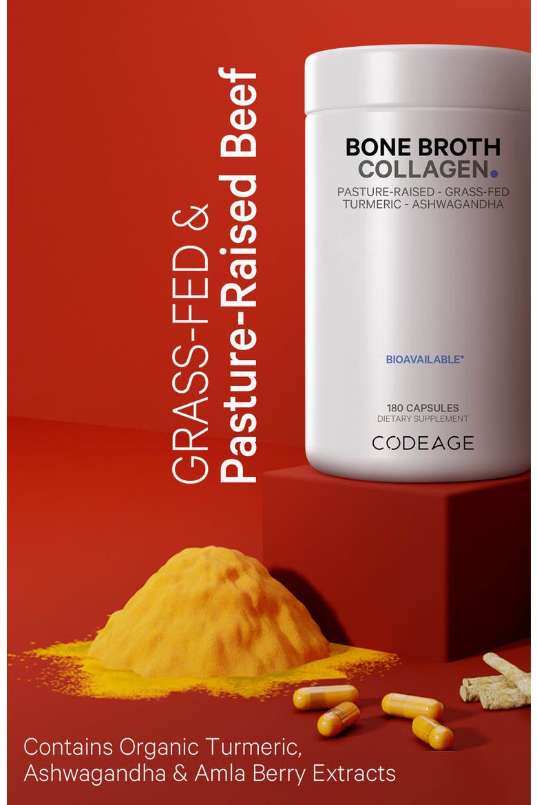 Bone Broth Collagen Peptides Supplement, Alternate, color, White