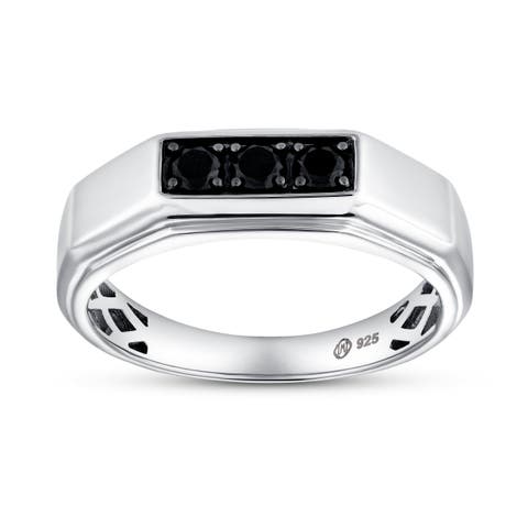 Raiden 0.3 CT Bar Black Spinel Ring 925 Silver