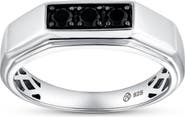 LuvMyJewelry Raiden 0.3 CT Bar Black Spinel Ring 925 Silver