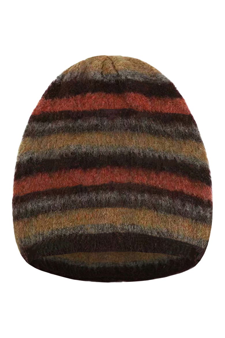 Wellington Stripe Beanie, Main, color, BROWN/ORANGE